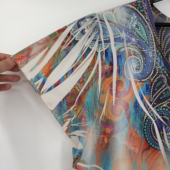 Unity World Wear Boho Sequin Top Sz 3X Y2K Paisley Festival Southwest Hippie - Picture 5 of 11